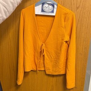 H&M Orange Ribbed Tie-Front Top